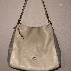Coach shoulder bag purse, gently used, beige leather